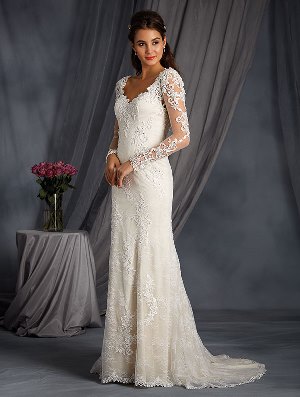 Wedding Dress - ALFRED ANGELO BRIDAL 2016 Collection - 2548 - Lace Gown with Sweetheart Neckline and Full Length Sleeves | AlfredAngelo Bridal Gown