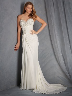 Wedding Dress - ALFRED ANGELO BRIDAL 2016 Collection - 2563 - Sweetheart Chiffon Gown with Empire Bodice & Narrow Draped Skirt | AlfredAngelo Bridal Gown