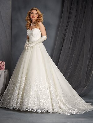 Wedding Dress - ALFRED ANGELO BRIDAL 2016 Collection - 2566 - Satin & Net Ball Gown with Lace Bodice | AlfredAngelo Bridal Gown