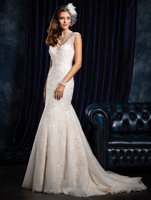 Wedding Dress - ALFRED ANGELO SAPPHIRE 2016 Collection - 959 - Lace Fit and Flare Gown with Sheer Cap Sleeves | AlfredAngelo Bridal Gown