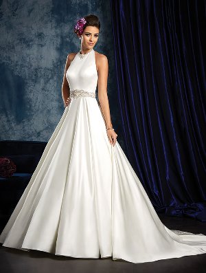 Wedding Dress - ALFRED ANGELO SAPPHIRE 2016 Collection - 963 - Satin Halter Gown with Circular Ball Skirt | AlfredAngelo Bridal Gown