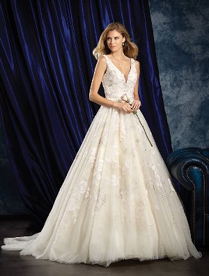 Wedding Dress - ALFRED ANGELO SAPPHIRE 2016 Collection - 968 - Floral Embroidered Lace Ball Gown with Sheer Yoke | AlfredAngelo Bridal Gown