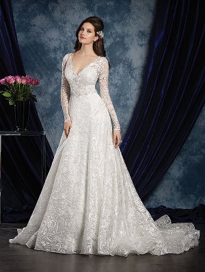Wedding Dress - ALFRED ANGELO SAPPHIRE 2016 Collection - 970 - A-Line Net Over Organza Gown with Long Sleeves | AlfredAngelo Bridal Gown