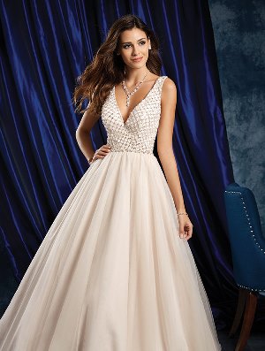 Wedding Dress - ALFRED ANGELO SAPPHIRE 2016 Collection - 972 - Beaded Net Gown with Gathered Net Skirt | AlfredAngelo Bridal Gown