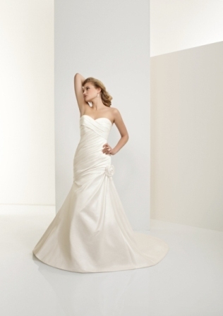 Bridal Dress: Angelina Faccenda: 1083 - Silk Satin  Removable Flower Colors: Diamond White 