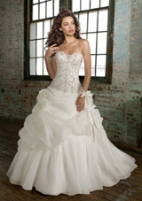 Bridal Dress: Angelina Faccenda: 1211 - MESH ORGANZA W/EMBROIDERY REMOVABLE FLOWERS   