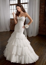 Bridal Dress: Angelina Faccenda: 1223 - French Lace with Beading  Color: Ivory/Silver. Available in three lengths: 55