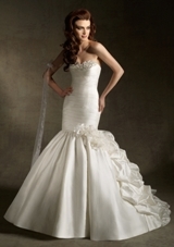Bridal Dress: Angelina Faccenda: 1232 - SILKY SHANTUNG W/REMOVABLE FLOWERS  Removable flowers. Colors Available: Natural. Sizes Available: 2-28.  