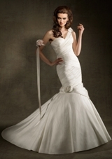 Bridal Dress: Angelina Faccenda: 1233 - SILKY SHANTUNG W/REMOVABLE FLOWERS  Removable flowers. Colors Available: Natural. Sizes Available: 2-28. 