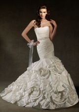 Bridal Dress: Angelina Faccenda: 1234 - SILK SHANTUNG W/REMOVABLE BEADED SASH  Removable satin beaded sash. Colors Available: Natural. Sizes Available: 2-28. Available in three lengths: 55