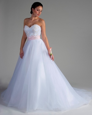Wedding Dress - Bridalane - 203 - Shown in White/Pink organza | Bridalane Bridal Gown