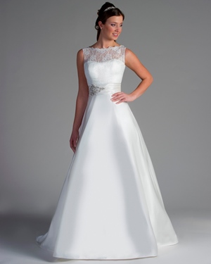 Wedding Dress - Bridalane - 207 - Shown in Ivory lace and matte satin | Bridalane Bridal Gown