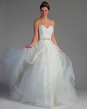 Wedding Dress - Bridalane - GP1071 - Shown in Ivory lace and organza | Bridalane Bridal Gown
