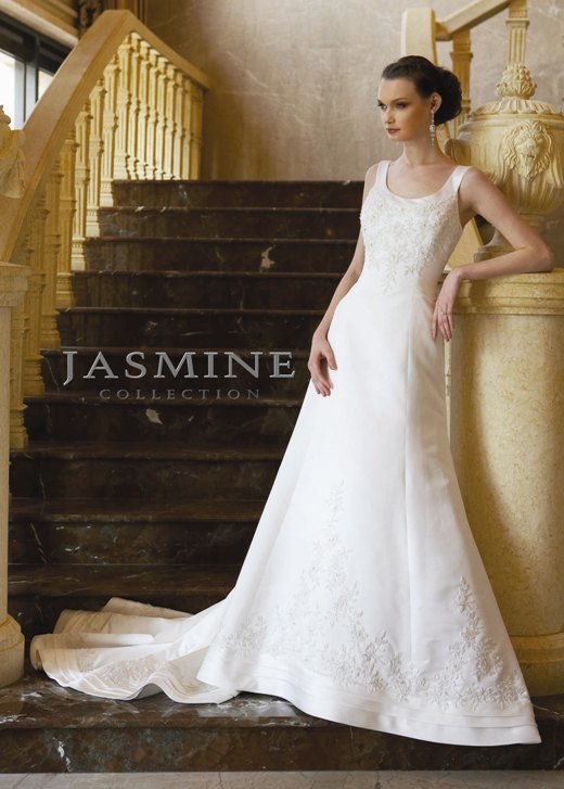 Bridal Dress: COLLECTION BRIDAL - F264  Catalogue Color :		IVORY (IV)	Fabric-top layer :		ITALIAN SATIN	Accessory :		N/A	Skirt Length :		Tiffany Train	Size Range : 		4-28 