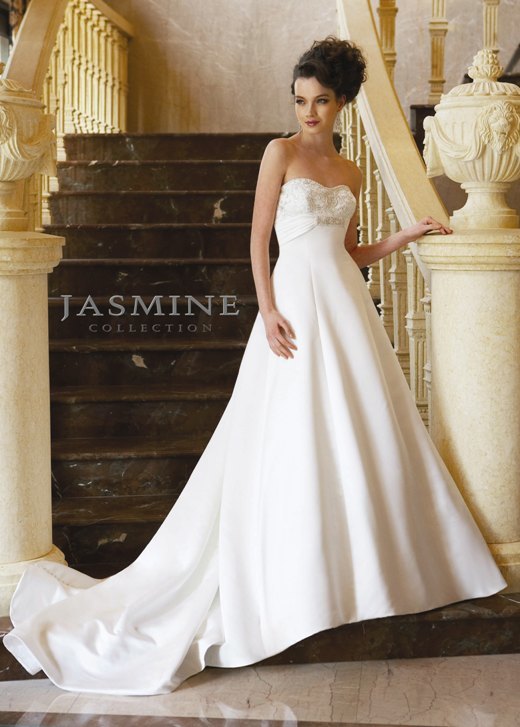 Bridal Dress: COLLECTION BRIDAL - F270  Catalogue Color :		IVORY (IV)	Fabric-top layer :		ITALIAN SATIN	Accessory :		N/A	Skirt Length :		Tiffany Train	Size Range : 		4-28 