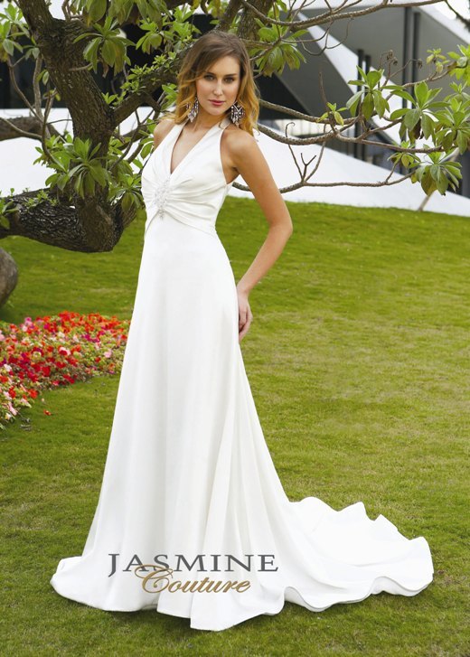 Bridal Dress: COLLECTION COUTURE - T287  Catalogue Color :		IVORY (IV)	Fabric-top layer :		SILK CHARMEUSE	Accessory :		N/A	Skirt Length :		Chapel Train	Size Range : 		4-28 