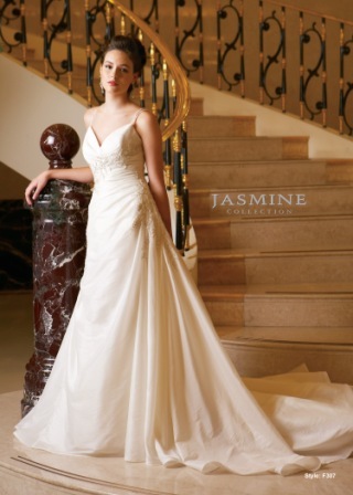 Bridal Dress: COLLECTION BRIDAL - F307  Catalogue Color:		IVORY (IV)	Fabric-top layer:		TAFFETA	Accessory:		N/A	Skirt Length:		Chapel Train	Size Range: 		4-28 