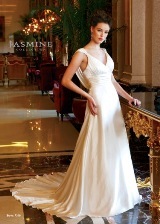 Bridal Dress: COLLECTION BRIDAL - F319  Catalogue Color:		IVORY (IV)	Fabric-top layer:		CHARMEUSE	Accessory:		N/A	Skirt Length:		Tiffany Train	Size Range: 		4-28 