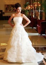 Bridal Dress: COLLECTION BRIDAL - F322  Catalogue Color:		IVORY (IV)	Fabric-top layer:		ORGANZA and ITALIAN SATIN	Accessory:		N/A	Skirt Length:		Chapel Train	Size Range: 		4-28 