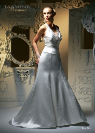 Bridal Dress: COLLECTION COUTURE - T339  Catalogue Color:		IVORY (IV)	Fabric-top layer:		SILK SATIN	Accessory:		N/A	Skirt Length:		Chapel Train	Size Range: 		4-28 