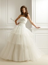 Bridal Dress: COLLECTION BRIDAL FALL 2011 - F465  Catalogue Color:  	IVORY (IV)Fabric-top: 	DOUBLE FACED ORGANZASkirt Length: 	Court trainSize Range: 	4-28 