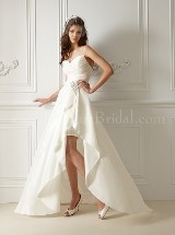 Bridal Dress: COLLECTION BRIDAL FALL 2011 - F479  Catalogue Color:  	IVORY (IV)Fabric-top: 	MATTE TAFFETAAccessory: 	Detachable Court trainSkirt Length: 	Knee length with detachable Court trainSize Range: 	4-28 