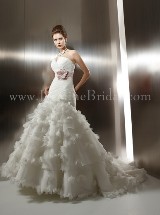 Bridal Dress: COLLECTION COUTURE FALL 2011 - T482  Catalogue Color:  	IVORY (IV)-MISTY PINK (MY)Fabric-top: 	LUX ORGANZA and SATIN BACK DUPIONISkirt Length: 	Tiffany trainSize Range: 	4-28 