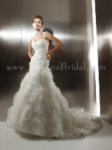 Bridal Dress: COLLECTION COUTURE FALL 2011 - T484  Catalogue Color:  	IVORY (IV)Fabric-top: 	SATIN FACED ORGANZA and TULLESkirt Length: 	Tiffany trainSize Range: 	4-28 