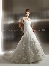 Bridal Dress: COLLECTION COUTURE FALL 2011 - T485  Catalogue Color:  	IVORY (IV)Fabric-top: 	LUX ORGANZA and COUTURE SATINSkirt Length: 	Tiffany trainSize Range: 	4-28 
