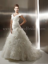 Bridal Dress: COLLECTION COUTURE FALL 2011 - T490  Catalogue Color:  	IVORY (IV)Fabric-top: 	COUTURE SATIN and ORGANZASkirt Length: 	Chapel trainSize Range: 	4-28 
