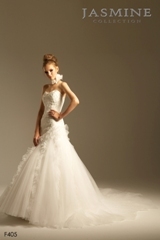 Bridal Dress: COLLECTION BRIDAL - F405  Catalogue Color:		IVORY (IV)	Fabric-top layer:		TULLE	Accessory:		N/A	Skirt Length:		Tiffany Train	Size Range: 		4-28 
