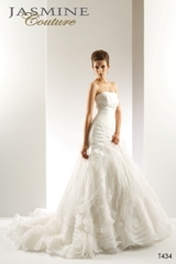 Bridal Dress: COLLECTION COUTURE - T434  Catalogue Color:		IVORY (IV)	Fabric-top layer:		LUX ORGANZA	Accessory:		N/A	Skirt Length:		Tiffany Train	Size Range: 		4-28 