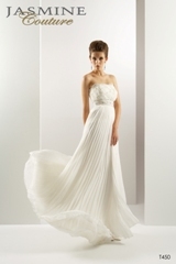 Bridal Dress: COLLECTION COUTURE - T450  Catalogue Color:		IVORY (IV)	Fabric-top layer:		CHIFFON	Accessory:		N/A	Skirt Length:		Court train	Size Range: 		4-28 