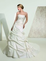 Bridal Dress: MGNY SPRING 2011 - 36025  SATIN-FACED TAFFETA WITH EMBROIDERED APPLIQUES 