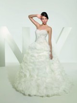 Bridal Dress: MGNY SPRING 2011 - 36026  ORGANZA WITH EMBROIDERED APPLIQUESH2H LENGTH AVAILABLE: 55