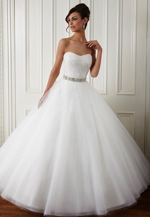 Wedding Dress - Madison COUTURE COLLECTION SPRING 2015 - Style 1441 - TULLE BALL GOWN WITH BEADED SATIN TIE BELT | Madison Bridal Gown