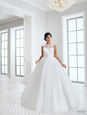 Wedding Dress - Sans Pareil Bridal Collection 2016: 888 - Sleeveless Beaded lace sheer yoke ballgown | SansPareil Bridal Gown