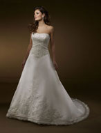 Bridal Dress: Bridals: 2165 Duchess Satin with Embroid