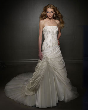 Bridal Dress: Blu: 4161 Luxe Taffeta with Embroidery
