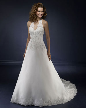 Bridal Dress: Blu: 4168 Plush Organza with Alencon Lac