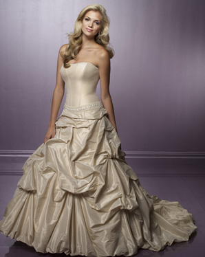Bridal Dress: Blu: 4171 Lustrous Taffeta with Embroide
