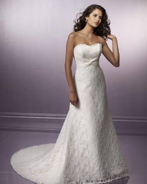 Bridal Dress: Blu: 4173 Alencon Lace and Chiffon