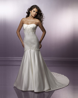 Bridal Dress: Blu: 4174 Duchess Satin with Embroidery