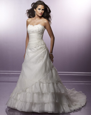 Bridal Dress: Blu: 4176 Misty Organza with Lace