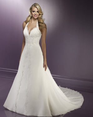 Bridal Dress: Blu: 4177 Delicate Chiffon with Lace
