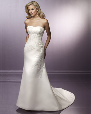 Bridal Dress: Blu: 4178 Duchess Satin and Tulle with L