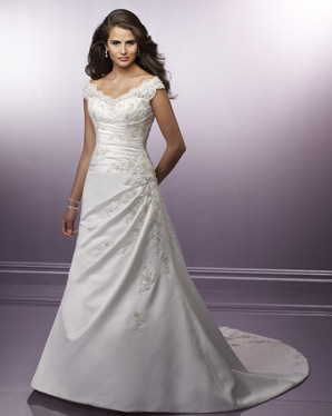 Bridal Dress: Blu: 4179 Satin with Lace
