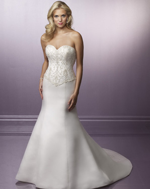 Bridal Dress: Blu: 4180 Duchess Satin with Embroidery