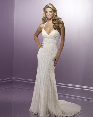 Bridal Dress: Blu: 4182 Appliqued Venice Lace on Net