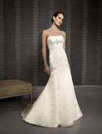 Bridal Dress: Blu: 4201 Duchess Satin with Embroidery
